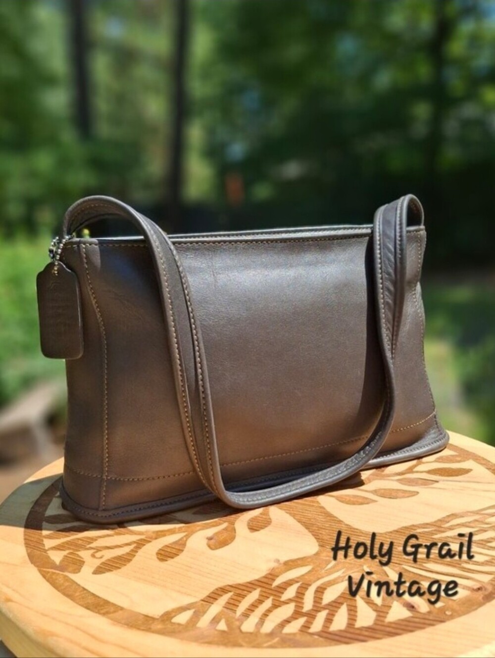 Rare Vintage 1999 Coach Grey Leather Bleecker Zip Shoulder Bag #9309